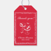 Roze en Rode Retro Handgetekende Bruidsdouche Cadeaulabel (Achterkant)