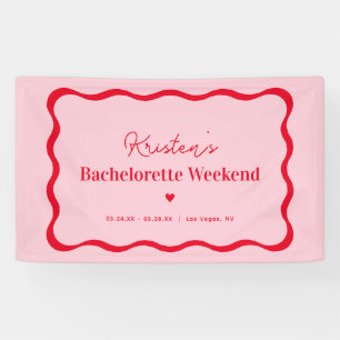 Roze en Rode Retro Meisjesfeest  Spandoek