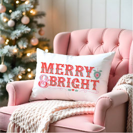 Roze en rode Retro Merry & Bright Kussen