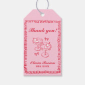 Roze en Rode Retro Met de Hand Getekende Bruidsdou Cadeaulabel (Voorkant)