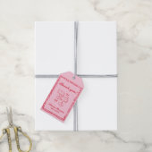 Roze en Rode Retro Met de Hand Getekende Bruidsdou Cadeaulabel (Met Touw)