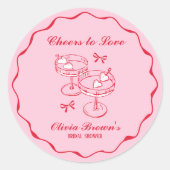 Roze en Rode Retro Met de Hand Getekende Bruidsfee Ronde Sticker (Voorkant)