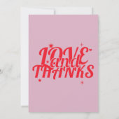 Roze en rode retro vet liefde en Bedankt bruiloft (Achterkant)