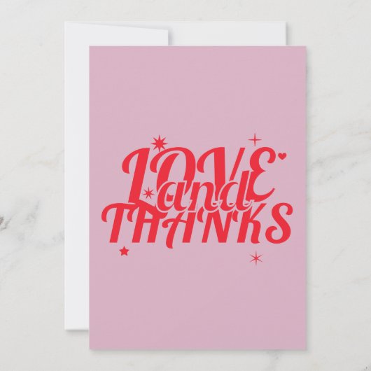 Roze en rode retro vet liefde en Bedankt bruiloft (Achterkant)