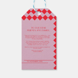 Roze en rode retro vet liefde en Bedankt bruiloft Cadeaulabel