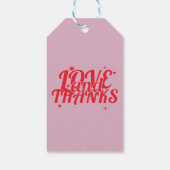 Roze en rode retro vet liefde en Bedankt bruiloft Cadeaulabel (Achterkant)