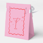 Roze en rode Retro Wavy Border Vrijgezellenfeest Bedankdoosjes (Achterkant)