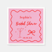 Roze en rode Retro Wavy Cocktail servetten (Voorkant)