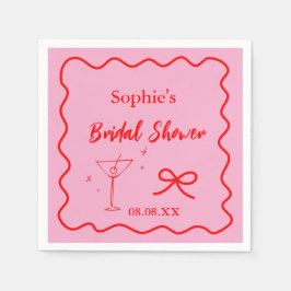 Roze en rode Retro Wavy Cocktail servetten