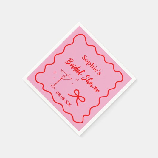 Roze en rode Retro Wavy Cocktail servetten (Hoek)
