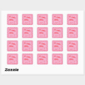 Roze en rode Retro Wavy Vrijgezellenfeest Martini Vierkante Sticker (Vel)