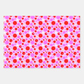 Roze en rode retroscellen en pooldots inpakpapier vel (Voorkant 2)