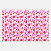 Roze en rode retroscellen en pooldots inpakpapier vel (Voorkant)