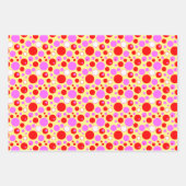 Roze en rode retroscellen en pooldots inpakpapier vel (Voorkant 3)