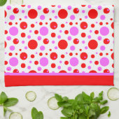 Roze en rode retroscellen en pooldots theedoek (Gevouwen)
