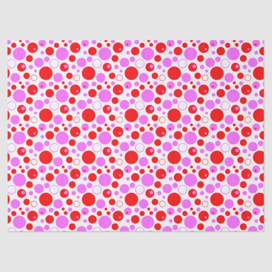 Roze en rode retroscellen en pooldots tissuepapier (Voorkant)