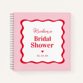 Roze en rode roodrover Vrijgezellenfeest Guestbook Notitieboek (Voorkant)