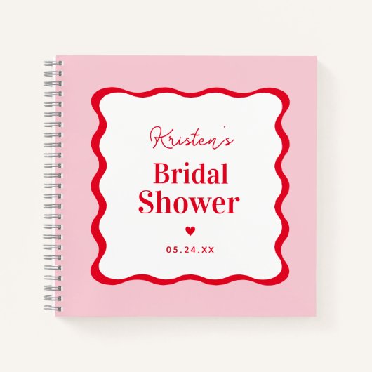 Roze en rode roodrover Vrijgezellenfeest Guestbook Notitieboek (Voorkant)