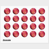 Roze en Rode Roos met Gele Hoogtepunten Ronde Sticker (Vel)