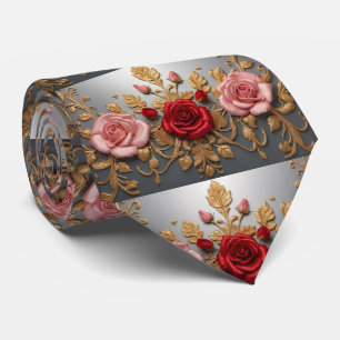 Roze en rode roos Stropdas