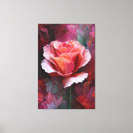 Roze en Rode Roos Textuur Abstracte Wandkunst Canvas Afdruk