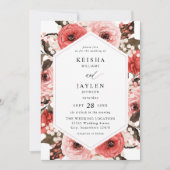 Roze en rode roze Floral 2 Kaart (Voorkant)