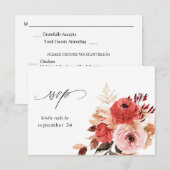 Roze en rode roze Floral met RSVP (Voorkant / Achterkant)