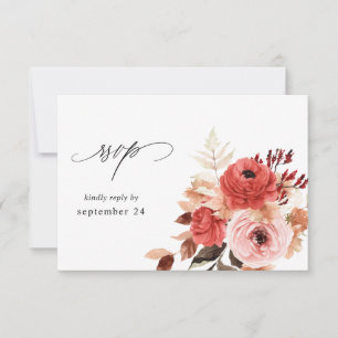 Roze en rode roze Floral met RSVP Kaartje