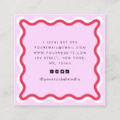 Roze en rode roze Lijst Zoet behandelt ijskap-crèm Vierkante Visitekaartje (Achterkant)