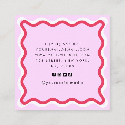 Roze en rode roze Lijst Zoet behandelt ijskap-crèm Vierkante Visitekaartje (Achterkant)