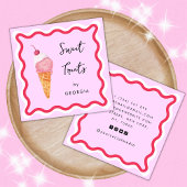 Roze en rode roze Lijst Zoet behandelt ijskap-crèm Vierkante Visitekaartje