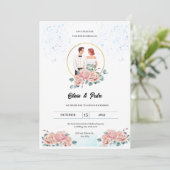 Roze en rode roze weddenschappen kaart (Staand voorkant)