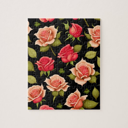 Roze en Rode Rozen Bloemen Legpuzzel (Verticaal)