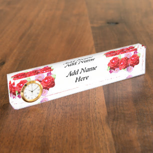 Roze en rode rozen Bouquet voegen Jouw naam toe, Naambordje