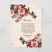  roze en rode rozen bruiloft bedankkaart (Voorkant / Achterkant)