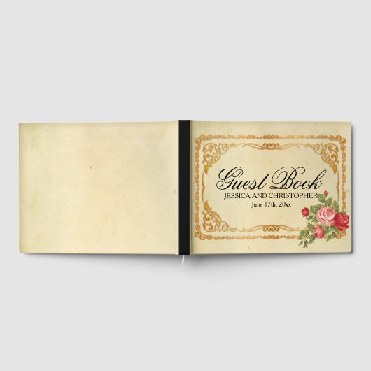  roze en rode rozen bruiloft gastenboek (Volledig)