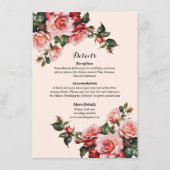  roze en rode rozen bruiloft informatiekaartje (Voorkant)