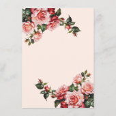  roze en rode rozen bruiloft informatiekaartje (Achterkant)