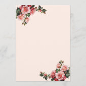  roze en rode rozen bruiloft menu (Achterkant)