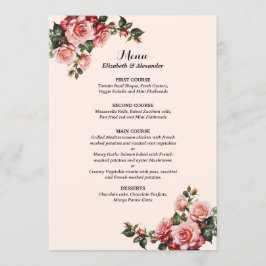  roze en rode rozen bruiloft menu