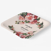  roze en rode rozen bruiloft papieren bordje (Gebogen)