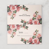  roze en rode rozen bruiloft plaatskaartje (Buitenkant ongevouwen)