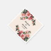  roze en rode rozen bruiloft servet (Hoek)