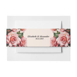  roze en rode rozen bruiloft uitnodigingen wikkel