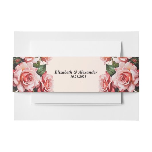  roze en rode rozen bruiloft uitnodigingen wikkel (Voorkant Voorbeeld)