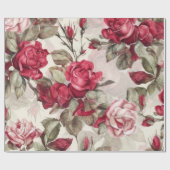 roze en rode rozen cadeaupapier (Vlak)