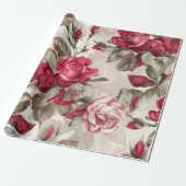  roze en rode rozen cadeaupapier (Uitgerold)