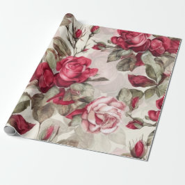  roze en rode rozen cadeaupapier