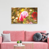 Roze en rode rozen canvas afdruk (Insitu (Woonkamer))