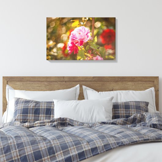 Roze en rode rozen canvas afdruk (Insitu (Slaapkamer))